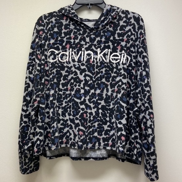 Calvin Klein | Hooded Shirt XL Black/Multi Colored Animal Print Athleisure - Picture 11 of 11